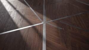rich dark hardwood planks with sleek metal inlays for an industrial-chic vibe ultrarealistic look