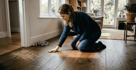 Fumed wood floor home interior sunlight