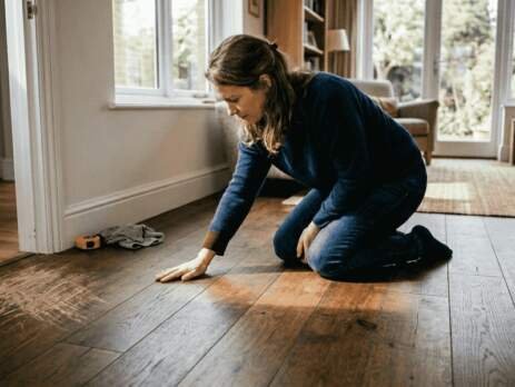 Fumed wood floor home interior sunlight