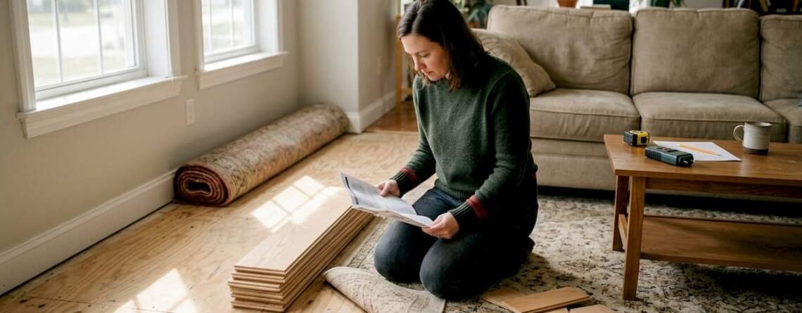 Homeowner planning hardwood floor install