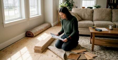 Homeowner planning hardwood floor install