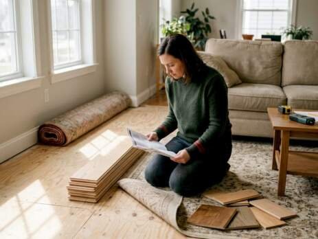 Homeowner planning hardwood floor install
