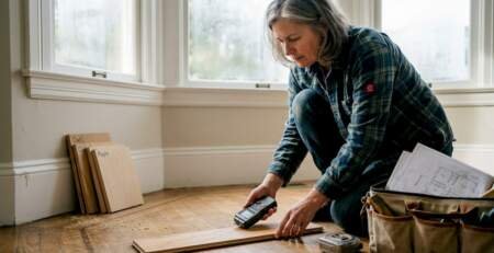 DIYer checks Bay Area hardwood floor moisture
