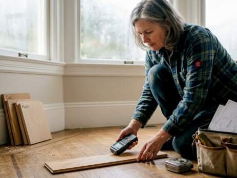 DIYer checks Bay Area hardwood floor moisture