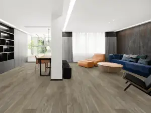Abbey Paradigm Flooring Conquest 20MIL SPC installed in open plan living and dining — warm greige — Santa Clara
