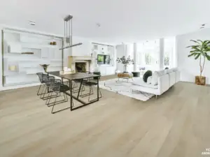 Andromeda Vellichor Galaxy SPC installed in open-plan great room — Light beige with warm undertones — San Jose