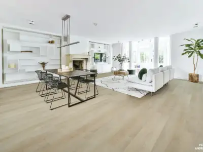 Andromeda Vellichor Galaxy SPC installed in open-plan great room — Light beige with warm undertones — San Jose