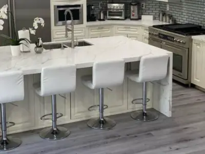 Calvados Medieval Floors Marseille SPC installed in kitchen — Silicon Valley flooring showroom