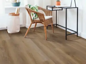 Cartwheel Oak COREtec Pro Classics SPC installed in office — light tan-brown with earthy warmth — Los Gatos