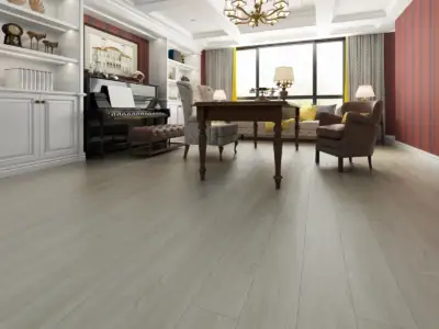 Castle Paradigm Flooring Performer 12MIL SPC installed in music room and library — gentle greige — San Carlos