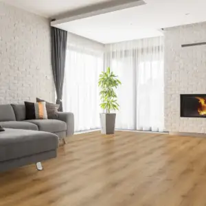 Catapult Paradigm Flooring Conquest 20MIL SPC installed in living room — honey amber palette, bright and inviting — Hayward