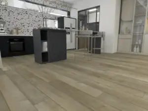 Chamber Paradigm Flooring Conquest 20MIL SPC installed in kitchen — warm greige-tan — Castro Valley