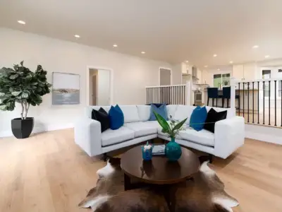 Chaumont Medieval Floors Marseille SPC installed in living room — Sunnyvale flooring showroom
