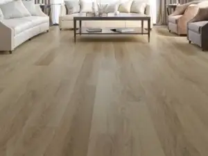 Essonne SPC vinyl plank in warm taupe-brown tone — 7-inch by 48-inch, Medieval Floors Valletta