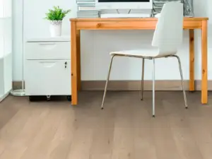 Hatfield Maple COREtec Pro Premium SPC installed in office — warm light brown with refined grain detail — Bay Area