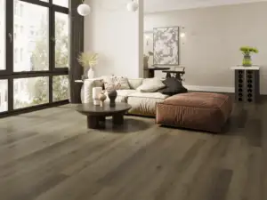 Hawk Paradigm Flooring Performer PLUS SPC installed in modern minimalist living room — creamy beige-greige — Santa Clara