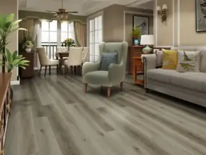 Ivory Paradigm Flooring Performer 12MIL SPC installed in open living and dining room — greige — Mountain View