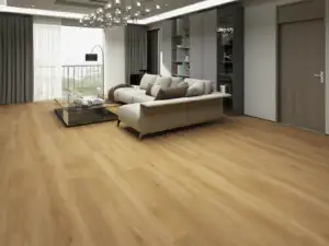 Kea Paradigm Flooring Odyssey 20MIL WPC installed in open contemporary living room — warm toast-honey — San Mateo