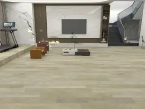 Kingship Paradigm Flooring Conquest 20MIL SPC installed in open living room with stair landing — light — Milpitas