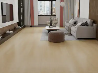 Lake Orta LG810 Lago Scratch Shield-LG8 SPC 9-inch wide waterproof flooring, natural oak in styled interior.