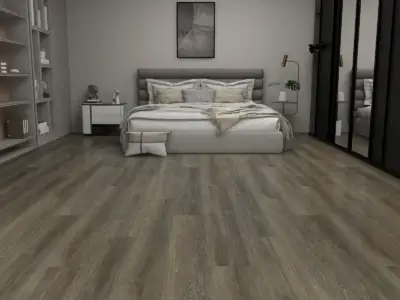 Yellowstone LG803 Lago Scratch Shield™ 8.5mm SPC detail showing 20 mil wear layer and real wood texture.