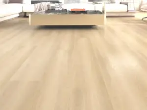 Laval SPC vinyl plank in warm creamy beige tone — 9-inch by 60-inch, Medieval Floors Marseille