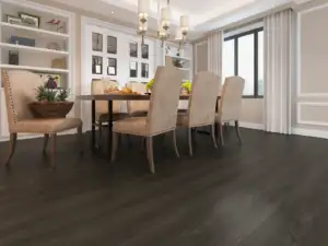 Mocha Paradigm Flooring Performer 12MIL SPC installed in formal dining room — dark chocolate brown — Union City