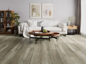 Molokai Paradigm Flooring Insignia 20MIL WPC installed in transitional living room — warm greige flooring — San Jose