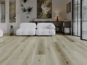 Nightfall Paradigm Flooring Insignia 20MIL WPC installed in modern reading room — grey-beige — Palo Alto