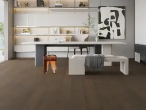 North Shore Paradigm Flooring Insignia 20MIL WPC installed in home office — deep cocoa-infused espresso — Fremont