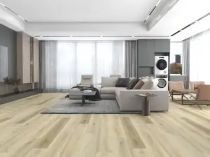 Oats Paradigm Flooring Performer 20MIL SPC installed in open modern living and dining — creamy beige kissed by — Milpitas