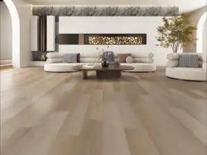 Orville Medieval Floors Valletta SPC installed in living room — Menlo Park flooring showroom