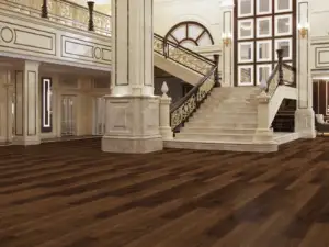 Palace Paradigm Flooring Conquest 20MIL SPC installed in grand entry hall — medium-dark brown — Menlo Park