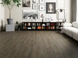 Pedra Paradigm Flooring Insignia 20MIL WPC installed in small reading and gallery room — greyed taupe — Pleasanton