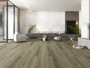 Pelican Paradigm Flooring Performer PLUS SPC installed in living room — greige-toned with gentle brown — Newark