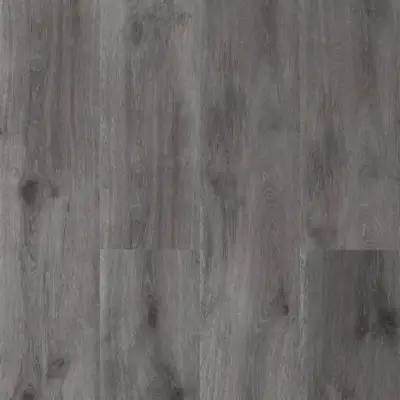 River Shoal weathered deep grey cooled toward charcoal wood-look SPC plank, 7.2 inches wide.