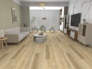 Rye Paradigm Flooring Performer 20MIL SPC installed in modern living room with built-in media wall — soft — Milpitas