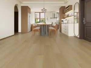 San Antonio 401 SPC flooring in a warm kitchen, light brown.