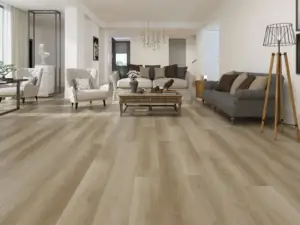 Sole eSPC flooring in a transitional living room, soft warm beige.