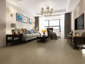 Spice Paradigm Flooring Performer 12MIL SPC installed in transitional living room — warm beige — Castro Valley