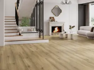 Sultans Paradigm Flooring Insignia 20MIL WPC installed in open foyer with living room — medium warm brown — San Jose