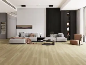 Sunset Paradigm Flooring Insignia 20MIL WPC installed in open modern living room — soft beige-brown — Bay Area