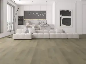 Tern Paradigm Flooring Performer PLUS SPC installed in open kitchen and lounge — greige-brown — San Mateo
