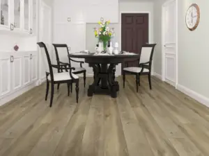 Tigers Eye Paradigm Flooring Insignia 20MIL WPC installed in dining room — light grey-brown — Milpitas