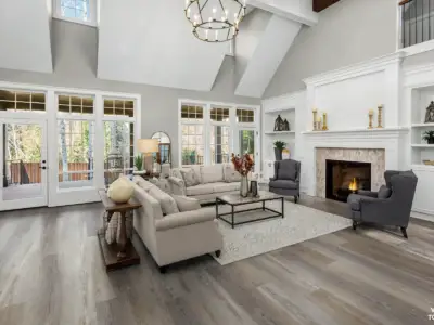 Torbert Vellichor Summit SPC installed in open-plan great room — medium grey with warm neutral balance — Pleasanton