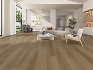 Torino eSPC flooring in a pared-back living room, medium brown washed.
