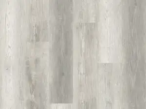 Torre lightly warm pale grey, neutral and clean wood-look eSPC plank, 9 inches wide.