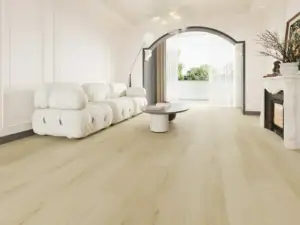 Vermont 303 SPC flooring in a polished living room, sandy medium beige.