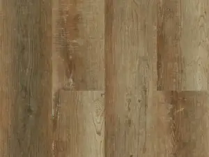 Villa warm medium brown wood-look eSPC plank, 9 inches wide.