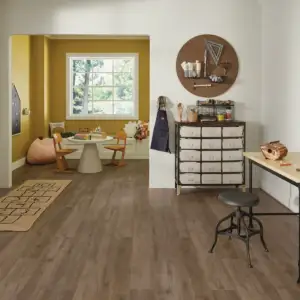 Warwick Maple COREtec Pro Premium SPC installed in office — warm taupe-brown — Bay Area